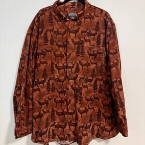 Woolrich Elk Deer Print Shirt Men’s 2XL Long Sleeve Thick Flannel 100% Cotton